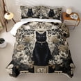 thumbnail image 2 of Homewish Skull Black Cat Twin Quilt Set,Vintage Flowers Twin Coverlet Set,Cream Black,Halloween Duvet,2pcs, 2 of 7