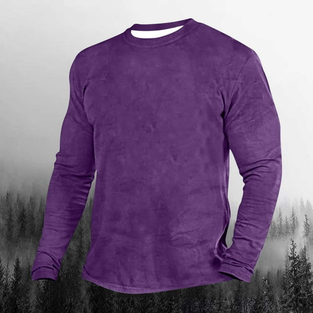 pstuiky manga larga para hombre, Camiseta de manga larga para hombre con cuello redondo y color liso. camisetas de hombre xxxxxl
