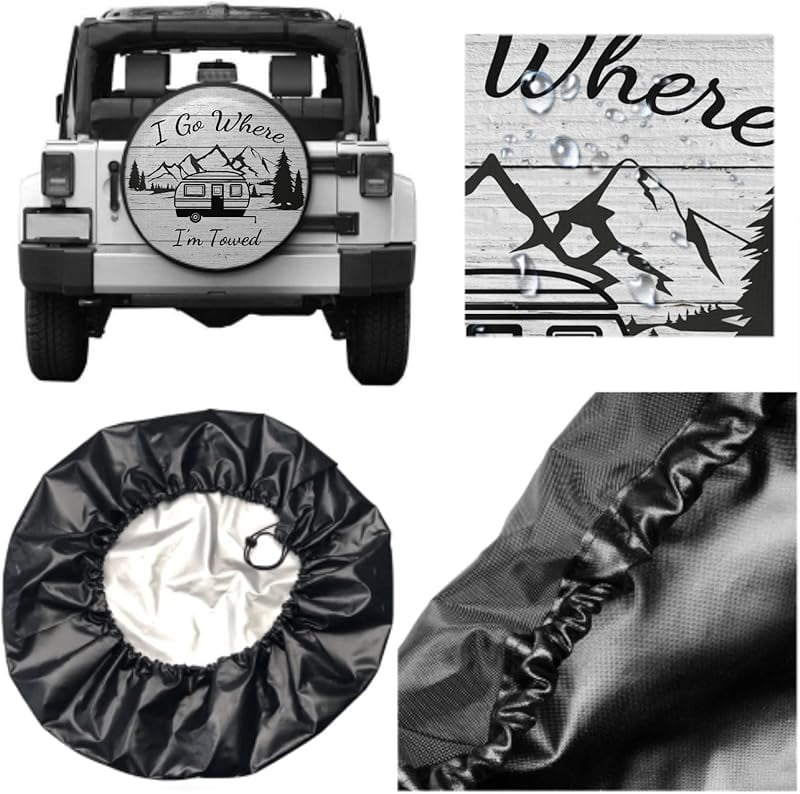 Spare Tire Cover American Flag Waterproof Dust-Proof Universal 14 Inch Wheel Protectors Camper Tire Cover Fit for RV Trailer Truck Jeep SUV Rav4 Motorhome Travel Trailer Accessories