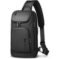 thumbnail image 1 of Bolso Cruzado hk para Hombre, Bolso Cruzado Impermeable con Bolsillo Antirrobo, Negro, 1 of 8