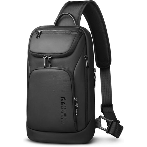 hk Sling Bag for Man, Waterproof Utility Crossbody Bag with Anti-theft Pocket, Black