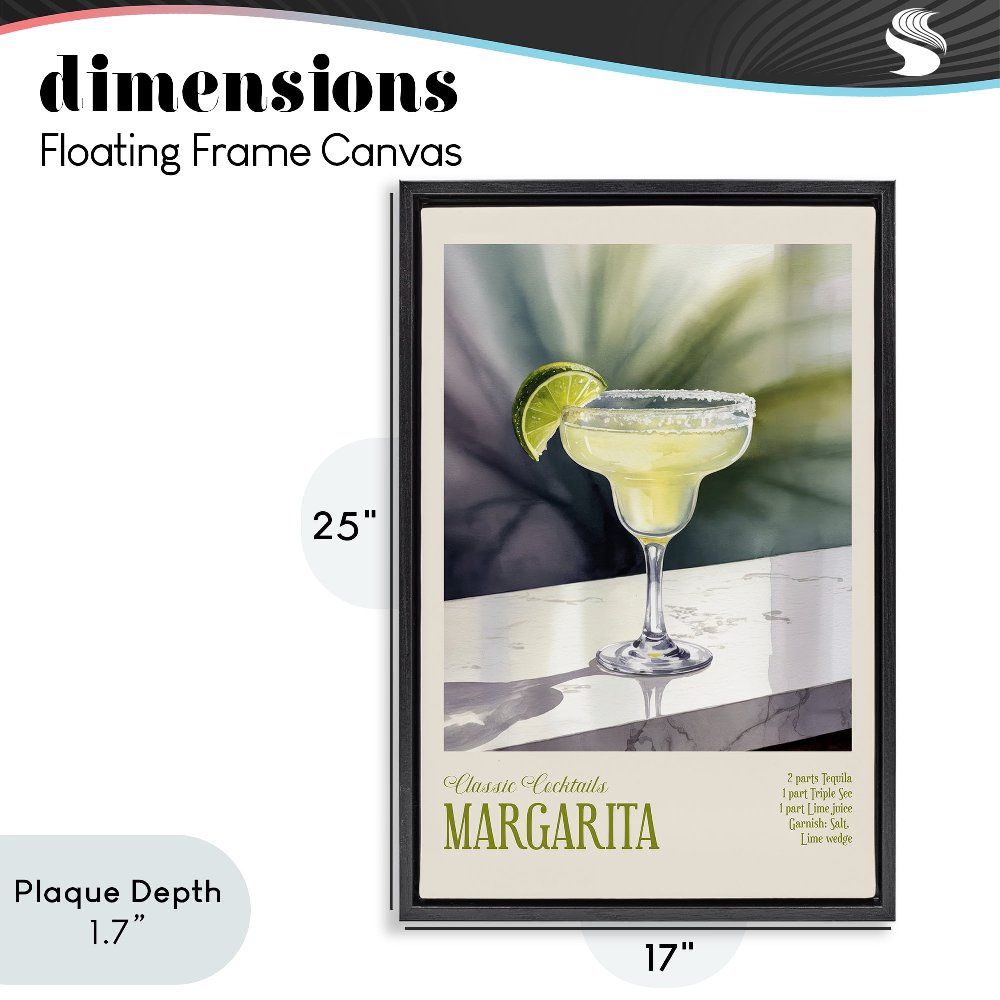 Stupell Industries Margarita on Marble Black Framed Floater Canvas Wall Art, design by Andreas Magnusson