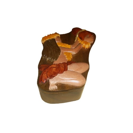 Hawaiian Jewelry - Hawaiian Style Wood Keepsake Jewelry Puzzle Box Hula Girl With Ipu