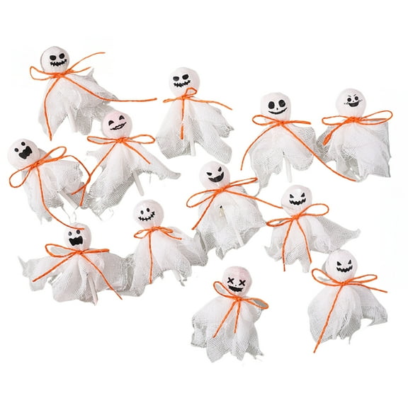 Sylvtty 12 Pcs Halloween Ghost Lollipop Wrappers White Cloth Ghost Candy Wrappers for Homemade Candy DIY Trick or Treat Party Decoration