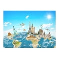 thumbnail image 3 of ABPHQTO Bonito juego de manteles con mapa del mundo oceánico, 150x210 cm, monumentos famosos del mundo, funda de tela para mesa de escritorio para decoración de fiestas, 3 of 3
