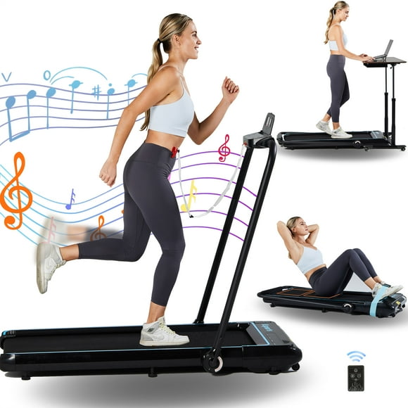 Ksports Foldable Home Treadmill, 2.5HP Under Desk Walking Pad, Black/Blue