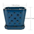 thumbnail image 5 of W&W Orchid Pot with Holes and Saucer for Orchid Repotting and Better Grow, Blue, 7 Inches, 5 of 7