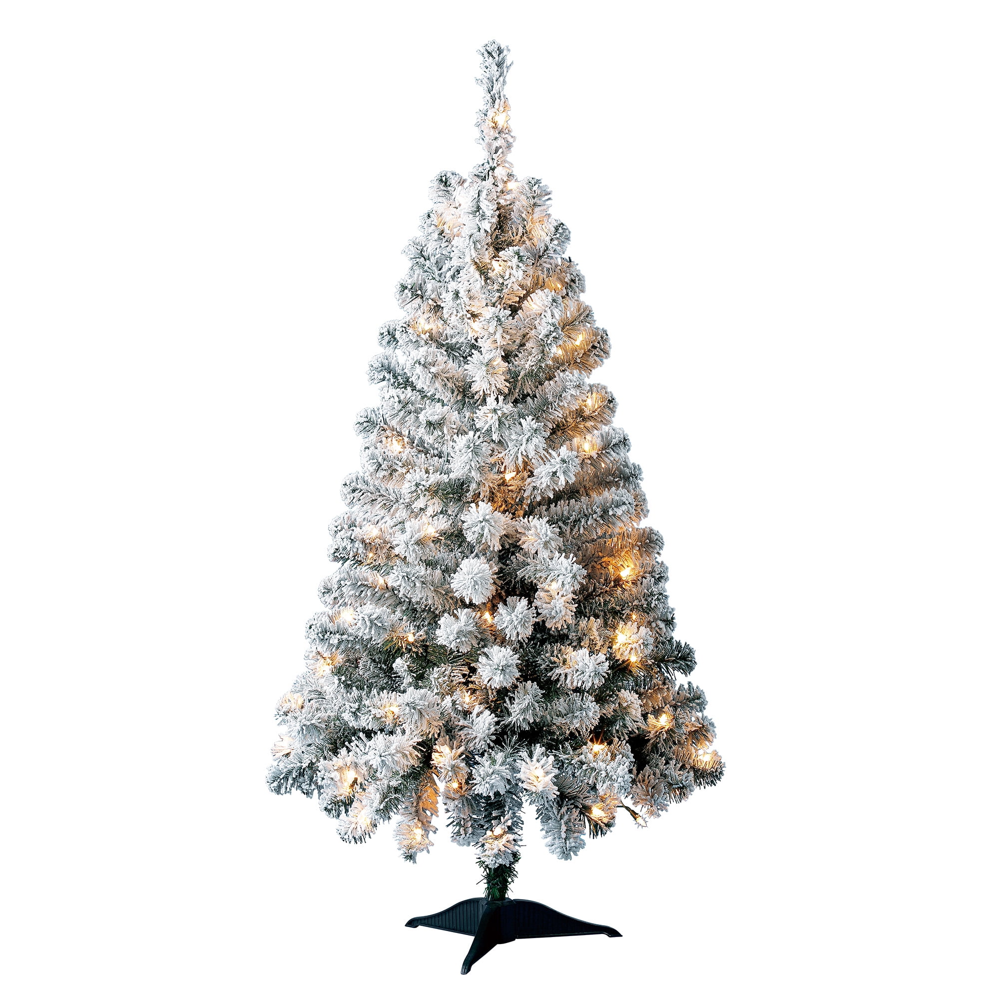 Details about   ALEKO 6 feet Artificial Holiday Snow-flocked Branches Pre-Lit Christmas Tree 