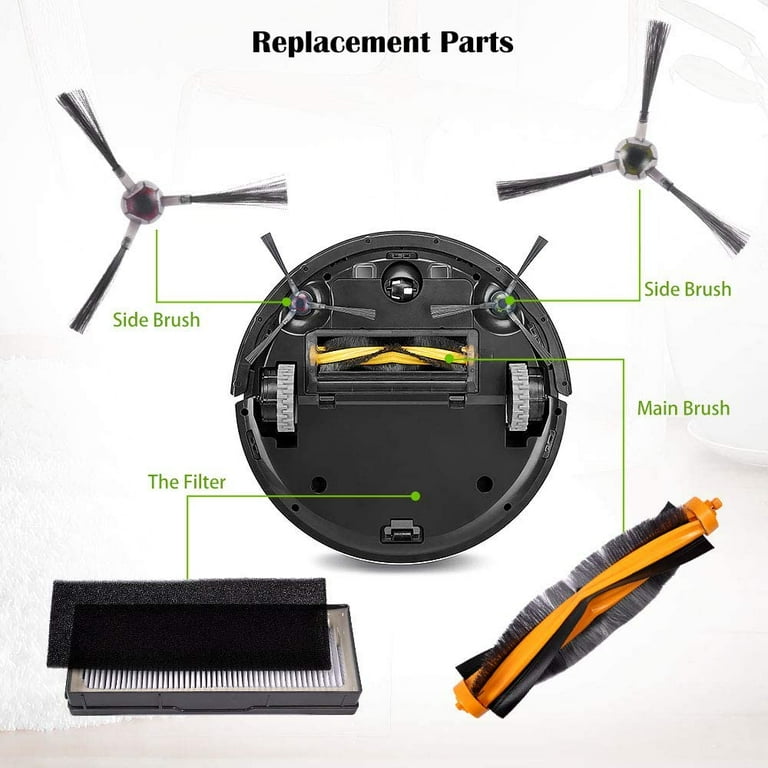 Replacement Filter for ECOVACS DEEBOT 900 901 Robotic Vacuum 6 Filter 2 Set Brushes 1 Main Brush