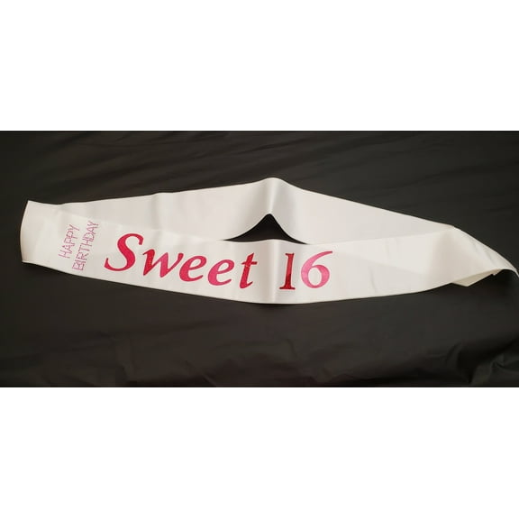White Sweet 16 Birthday Sash