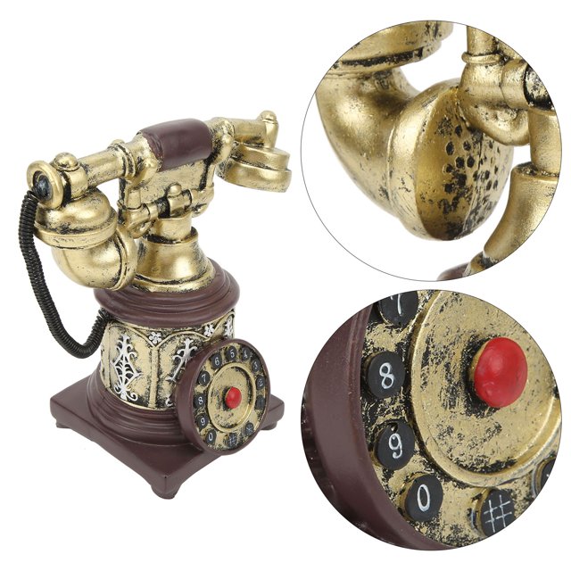 Old Fashioned Phone Decor, Handmade Unique Wide Application Easy To Carry Antique Vintage Phone Ornament Anti Aging For Home