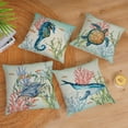thumbnail image 2 of Dalrosia Summer Beach Pillow Cover 18x18inch Ocean Nautical Coastal Sea Turtle Octopus Outdoor Decorative Pillowcase for Patio Sofa Couch Vintage Rustic Coral Seahorse Whale teal Bedroom Home Decor, 2 of 6
