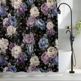 thumbnail image 2 of Country Flowers Small Stall Shower Curtain, Waterproof Shower Curtains for Bathroom, Botanical Purple Blue Floral Black Washable Fabric Bath Curtain for Bathtub Decoration with Hooks 36x72 Inches, 2 of 9