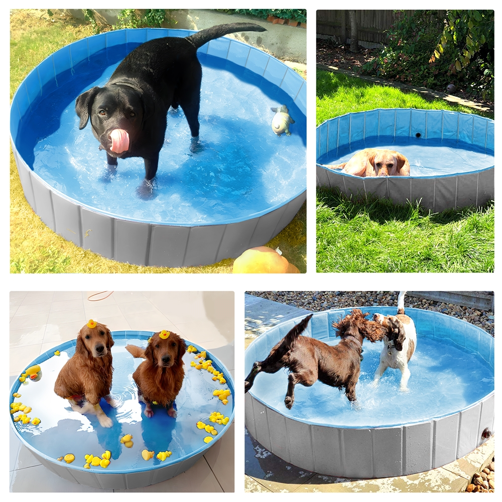 Alden Design Foldable Pet Swimming Pool Wash Tub for Cats and Dogs, Gray, XX-Large, 63" - image 11 of 12