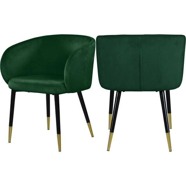 Meridian Furniture Louise Collection Modern Velvet Upholstered Dining Chair, Green (Set of 1)