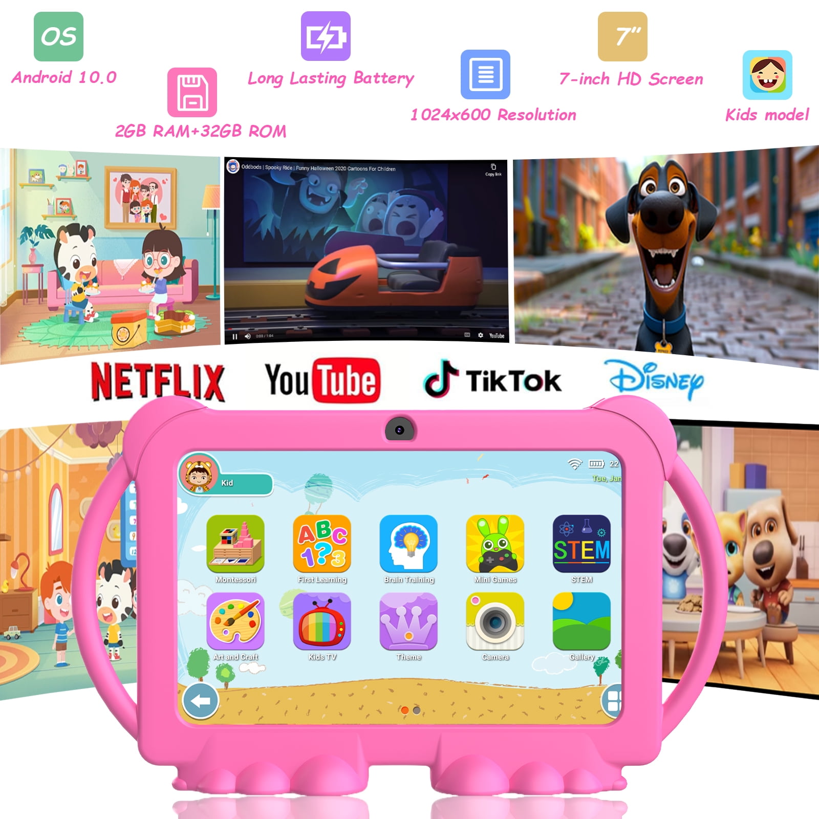 Kids Tablet 7 inch Toddler Tablet Android Tablet for Kids 4GB RAM 32GB ROM