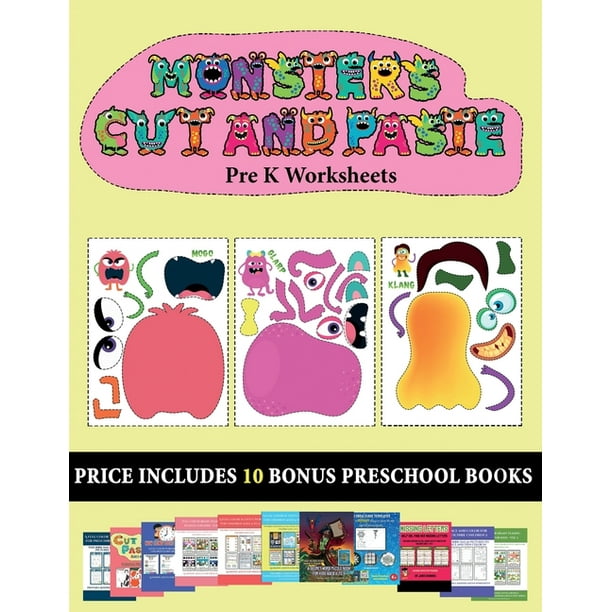 pre k worksheets pre k worksheets 20 full color kindergarten cut and paste activity sheets monsters this book comes with collection of downloadable pdf books that will help your child make