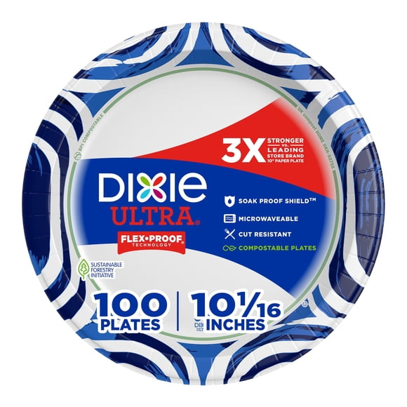 Dixie Ultra Platos de papel para cena, 10 1/16", 100 unidades