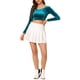 thumbnail image 2 of INSPIRAR CHIC Blusas Cortas de Terciopelo de Manga Larga Off Shoulder Sólidas XL Azul Pavo Real, 2 of 7
