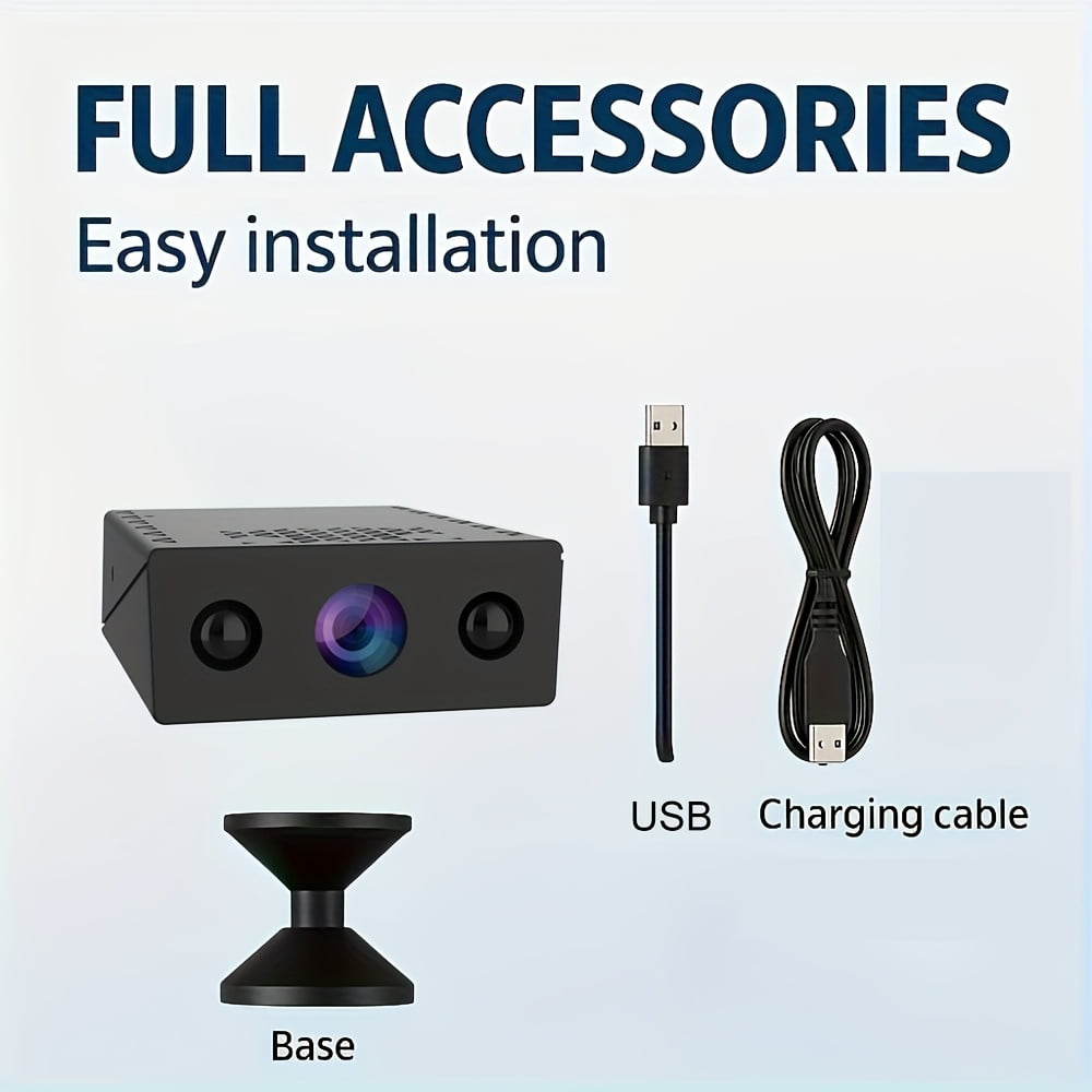 Mini Wireless Security Camera: Full HD, Night Vision, Motion Detection, Voice Recording, Built-in AP Hotspot, No Internet Required, Easy Install, Cloud Storage for Home, Baby, Pet - Black