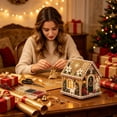 thumbnail image 5 of Christmas House Shaped DIY Diamond Art Hanging Ornament, VVQ Handmade Xmas Candy House Kit with Wooden Base Rhinestones for Decor, 5 of 7