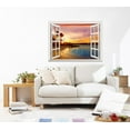 thumbnail image 2 of Removable Wall Sticker/Wall Mural - Tropical Beach View at Sunset | Creative Window View Wall Decor - 24"x32", 2 of 5