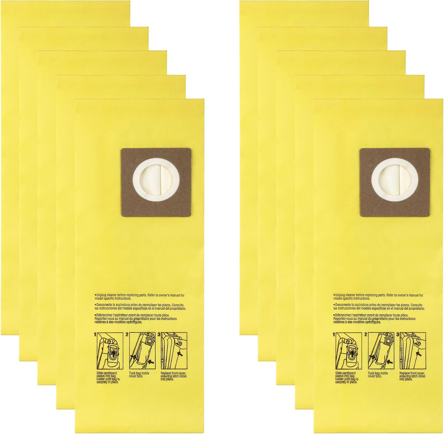 MHAWBL-10 Pack AH10243 Upright Bags for Hoover Commercial Hushtone Upright Cleaners CH54013 CH54015 CH54113 CH54115 (Yellow)
