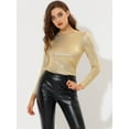 thumbnail image 2 of DARING DIVA Party Club Glitter Long Sleeve Metallic Shiny Top 3XL Gold Shiny, 2 of 6