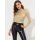 thumbnail image 2 of Camisa de mujer Allegra K de manga larga brillante metálico dorado brillante XL, 2 of 5