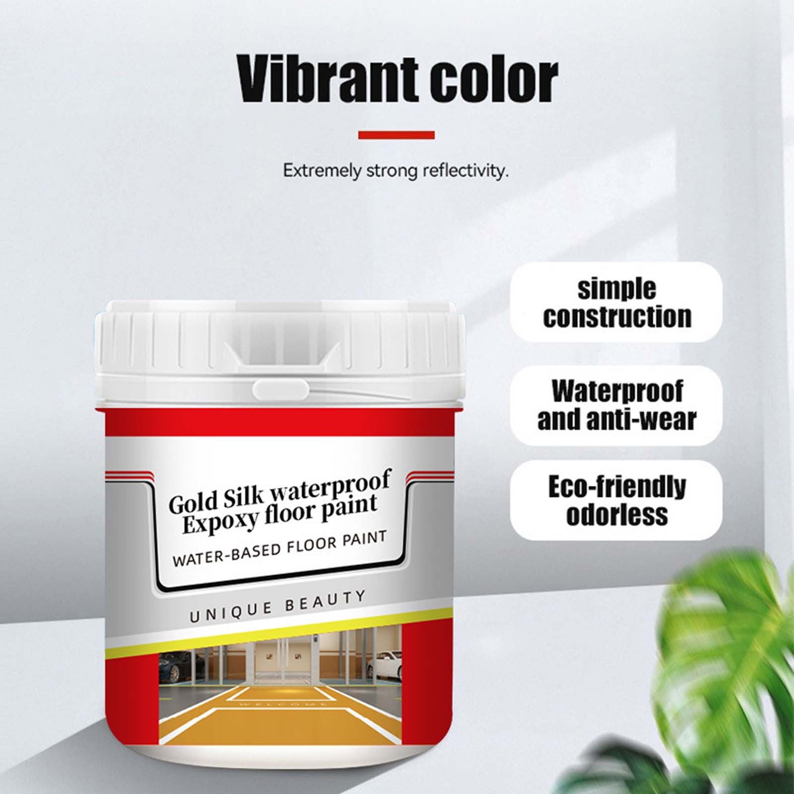 Quick-Dry Anti-Slip Water-Based Floor Paint, 500ml Golden Silk Epoxy Water-Based Floor Paint,Waterproof and Non-Slip, for Concrete, Wood, Tile and Metal