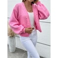 thumbnail image 4 of Pearl Beaded Drop Shoulder Duster Cardigan (L, Pink), 4 of 6
