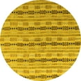 thumbnail image 1 of Ahgly Company Machine Washable Indoor Round Abstract Yellow Modern Area Rugs, 3' Round, 1 of 4