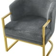 thumbnail image 4 of Christopher Knight Home Modern Accent Chair with Gold Metal Frame, Faux Rabbit Fur Upholstery, Gray, 4 of 9