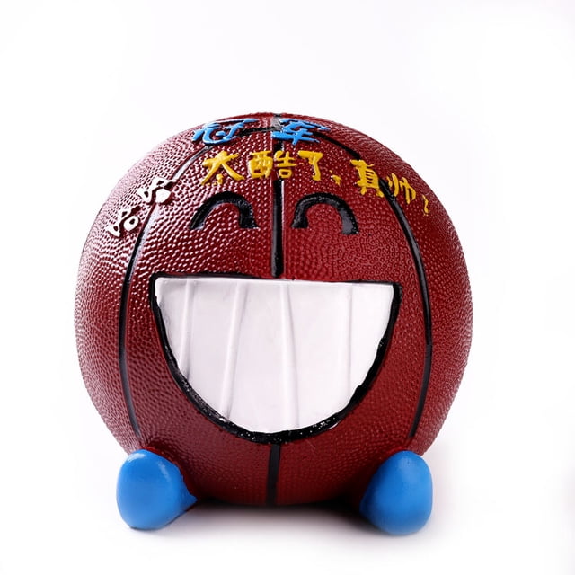 Hucha divertida de resina para baloncesto, 13 x 13 x 12,5 cm