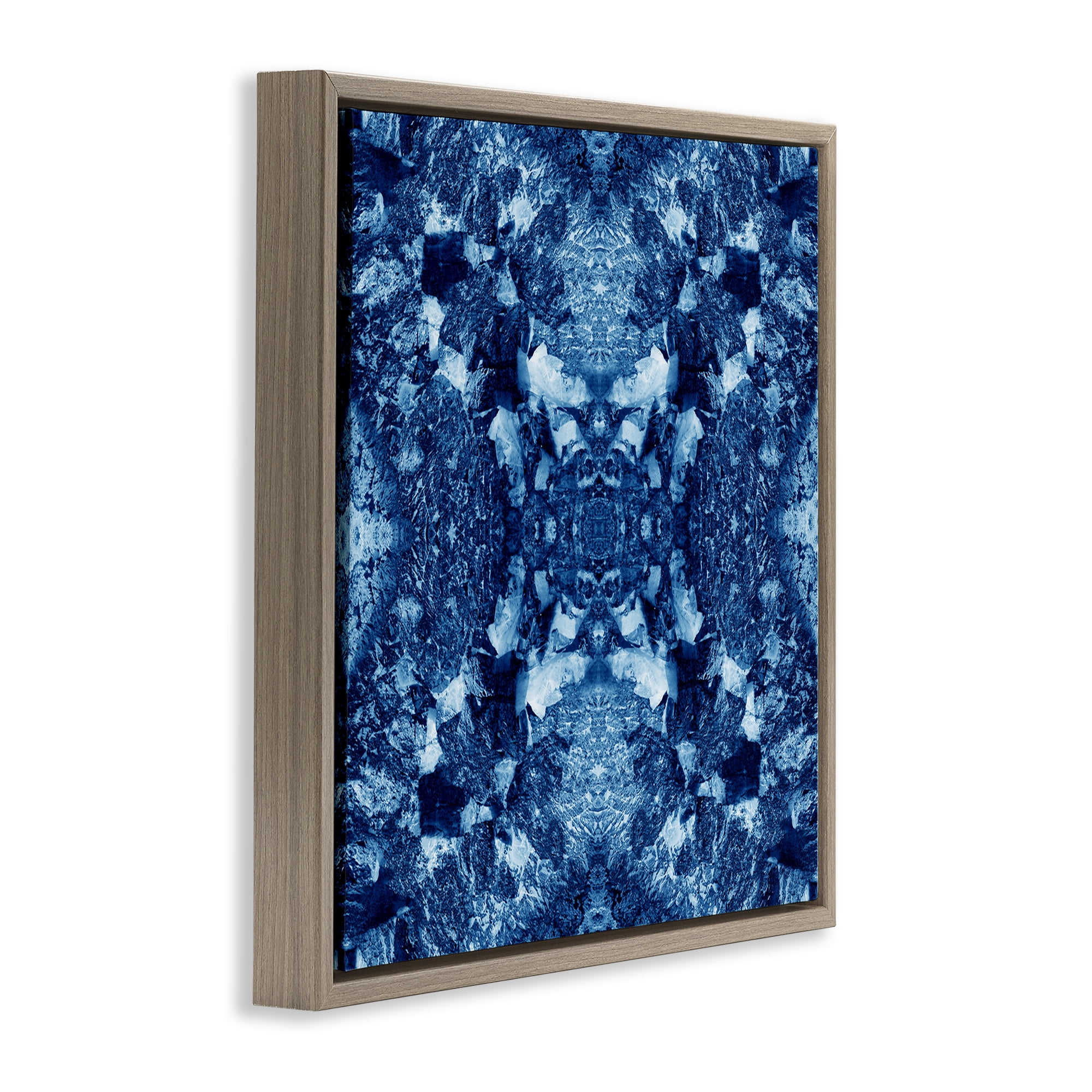 Stupell Industries Mosaic Tie Dye Pattern Abstract Painting Brown Floater Framed Canvas Art Print Wall Art, 18 x 18