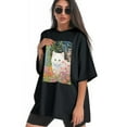 thumbnail image 3 of Plus Size Shirt for Women Black Tops for Women Short Sleeves Shirt for Women Cat T Shirt Crewneck Shirt for Women XS, 3 of 5