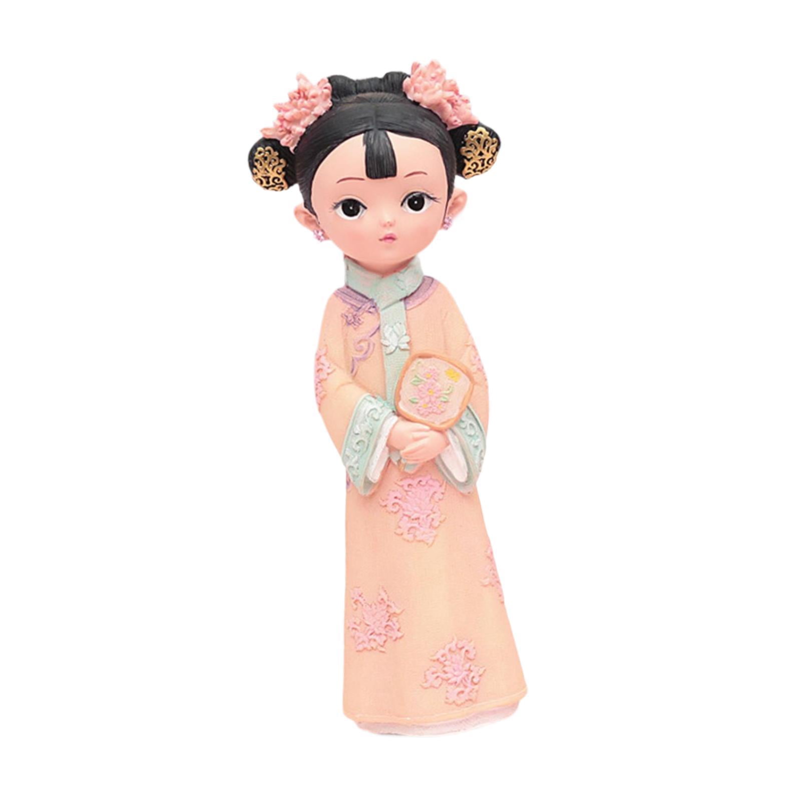 WLPZXP Girl Resin Statue Desktop Doll Toy Hanfu Dress Decoraitve Miniature Figurine for 12x8x22cm Fan