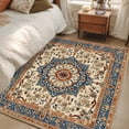 thumbnail image 2 of Vintage Floral Washable Area Rug 2.7 x 5 ft Navy Brown Classical Ethnic Bohemian , Soft Non Slip Rugs Stain Repellent Indoor Felt Carpet for Living Dining Room Bedroom Home Office, 2 of 9