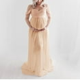 thumbnail image 2 of Vedolay Maternity Dress Women's Maternity Dress Off Shoulder Lace Maxi Dress Elegant Baby Shower Photography Dress(Orange,XL), 2 of 5