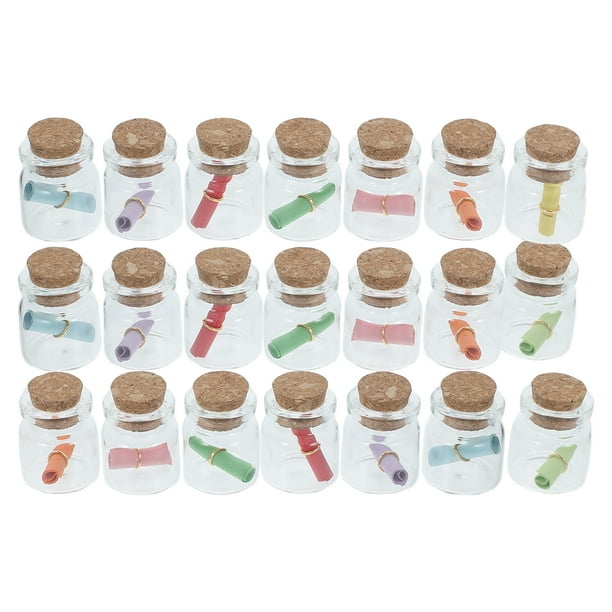 24 minibotellas de corcho para manualidades, pequeños frascos de vidrio con tapa, viales diminutos para regalos de boda, botellas decorativas para fiestas