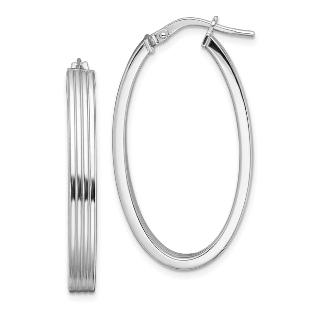 925 Sterling Silver 4mm Oval Hoop Earrings