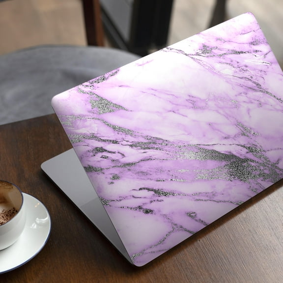 DesignSkinz Purple Marble & Digital Silver Foil V10 Full-Body Skin Decal Wrap Cover for MacBook 12" Retina (A1534)