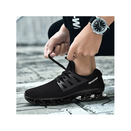 

Wazshop Unisex Sneakers Sport Running Shoes Fitness Workout Athletic Comfort Lace Up Sneaker Mens Trainers Patchwork Shock Absorption Full Black 10