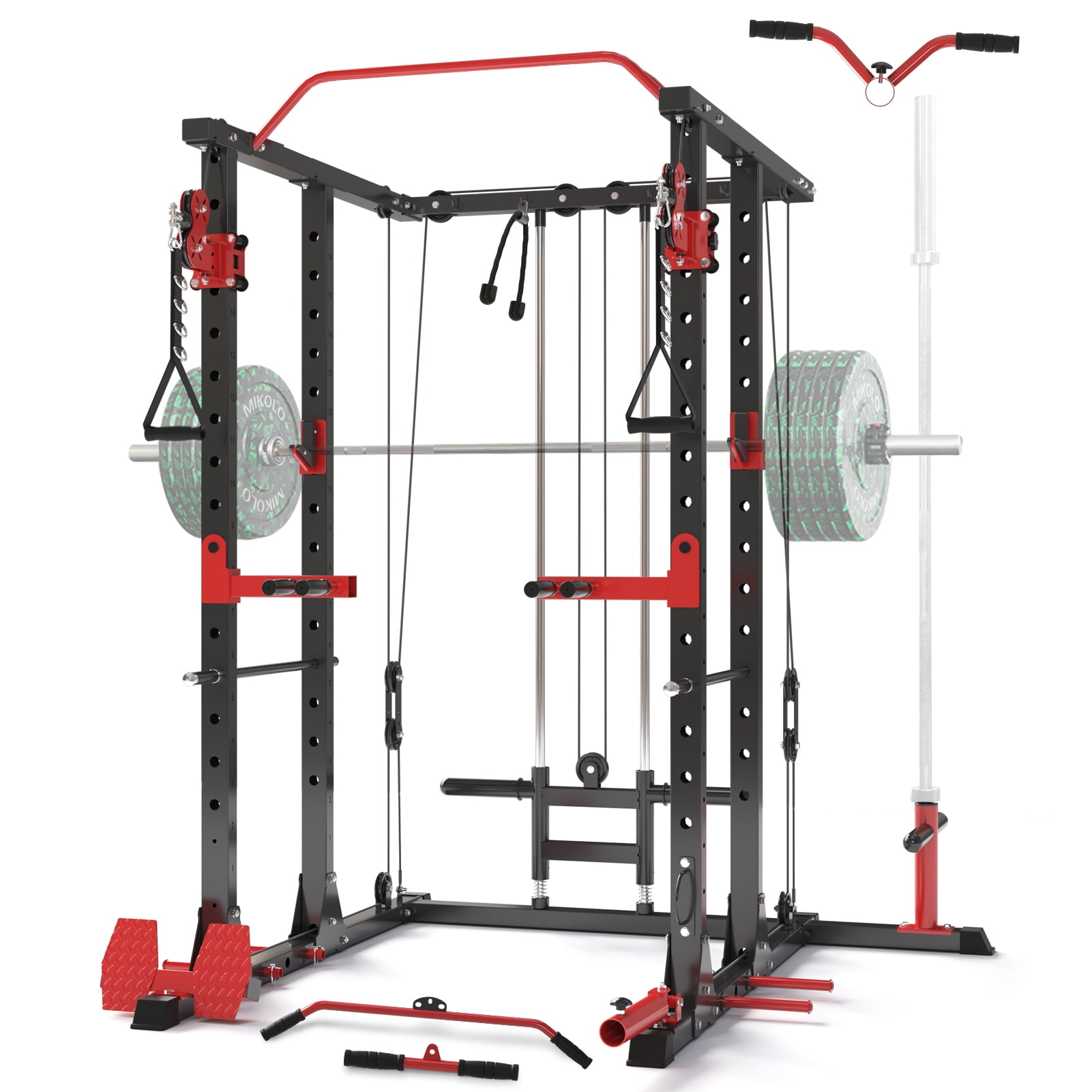 Mikolo Power Rack Cage, 1500 lbs Weight Rack with Cable Crossover