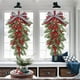 thumbnail image 5 of Árbol colgante de Navidad con lazo de frutos rojos, 23,6 pulgadas, pino artificial, impermeable, resistente al sol, para repisa de chimenea, escalera, mesa de comedor, decoración, 5 of 6