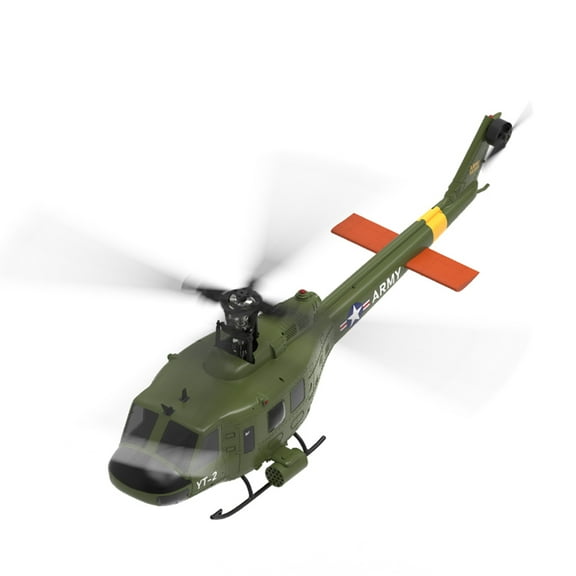 F07 UH-1 Huey RC Helicopter, 1:34 Scale 2.4G 6CH Brushless Direct-Drive 6G Flybarless RC Aircraft Model with Gyro, Led Lights and Optical Flow Positioning, Gifts for Adult (RTF Version/Mode1/Mode2)
