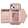 thumbnail image 4 of Nalacover for iPhone 13 Zipper Wallet Case,Luxury Premium PU Leather Back Soft TPU Magnetic Buckle Flip Card Pocket Shockproof Slim Cover with Adjustable Crossbody Shoulder Strap,Rosegold, 4 of 6