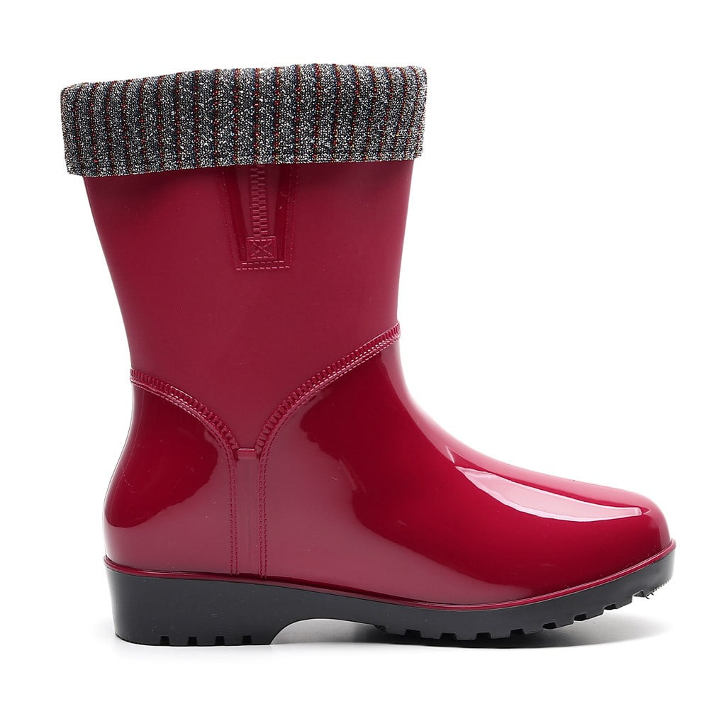 Mepaouo Rain Boots for Women Mid Calf Rubber Waterproof Garden Work Water Rainboot for Outdoor