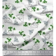 thumbnail image 1 of Soimoi White Cotton Cambric Fabric Leaves & Moth Insects Print Fabric by the Yard 56 Inch Wide, 1 of 1