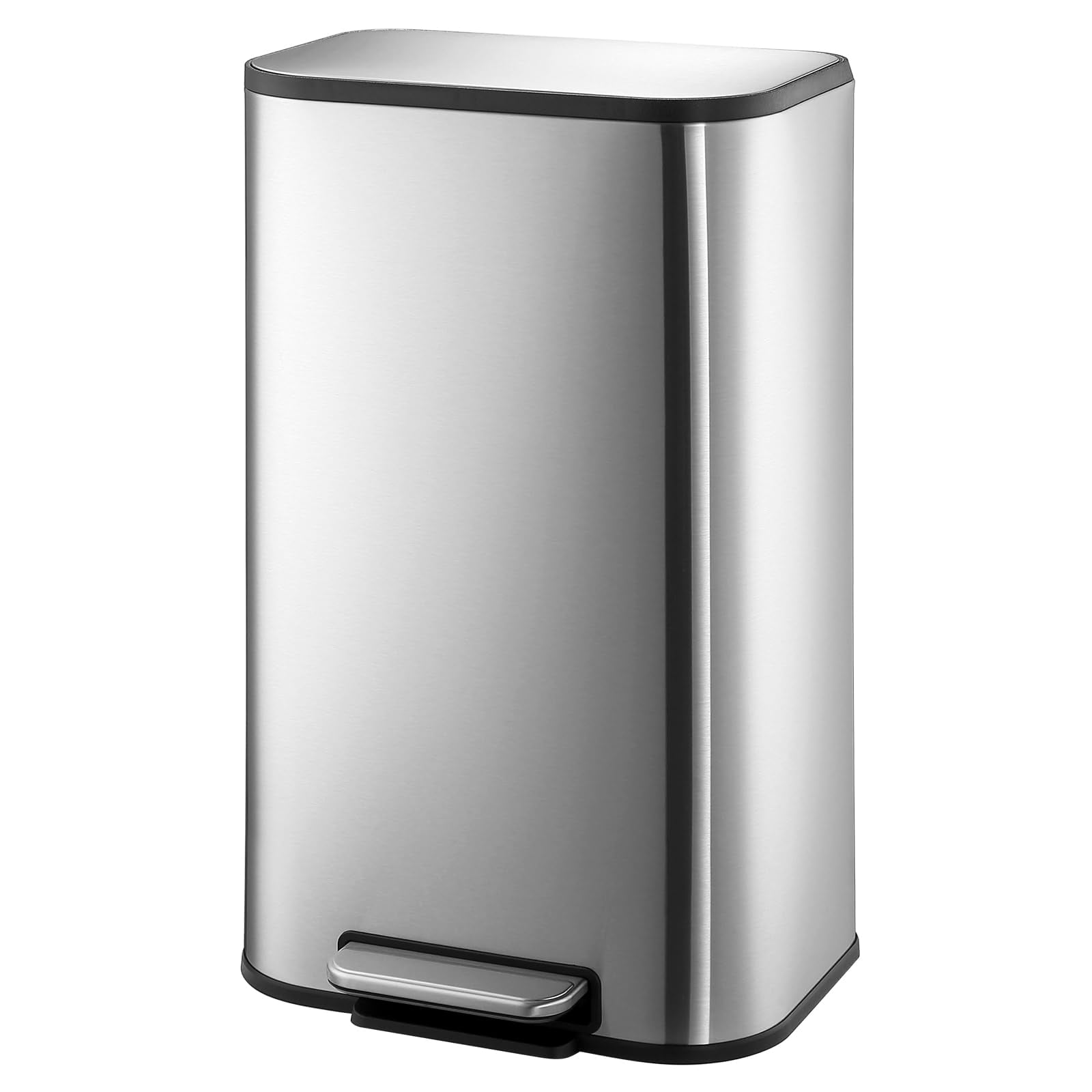Soonbuy Kitchen Trash Can with Lid, Stainless Steel Garbage Can with Foot Pedal & Removable Inner Bucket, Rectangular Step On Waste Bin for Office Bedroom Living Room
